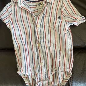 Red white and Blue OshKosh collared onesie
